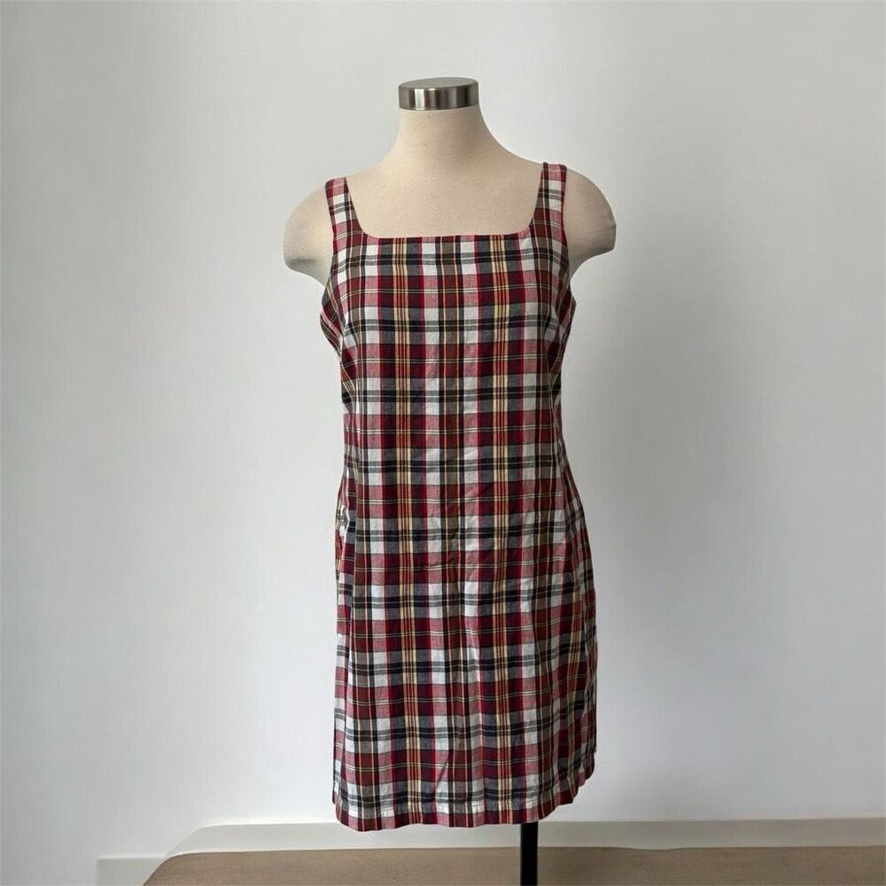 Gap Plaid Mini Square Dress Overall Pinafore A Line Shift Medium 8